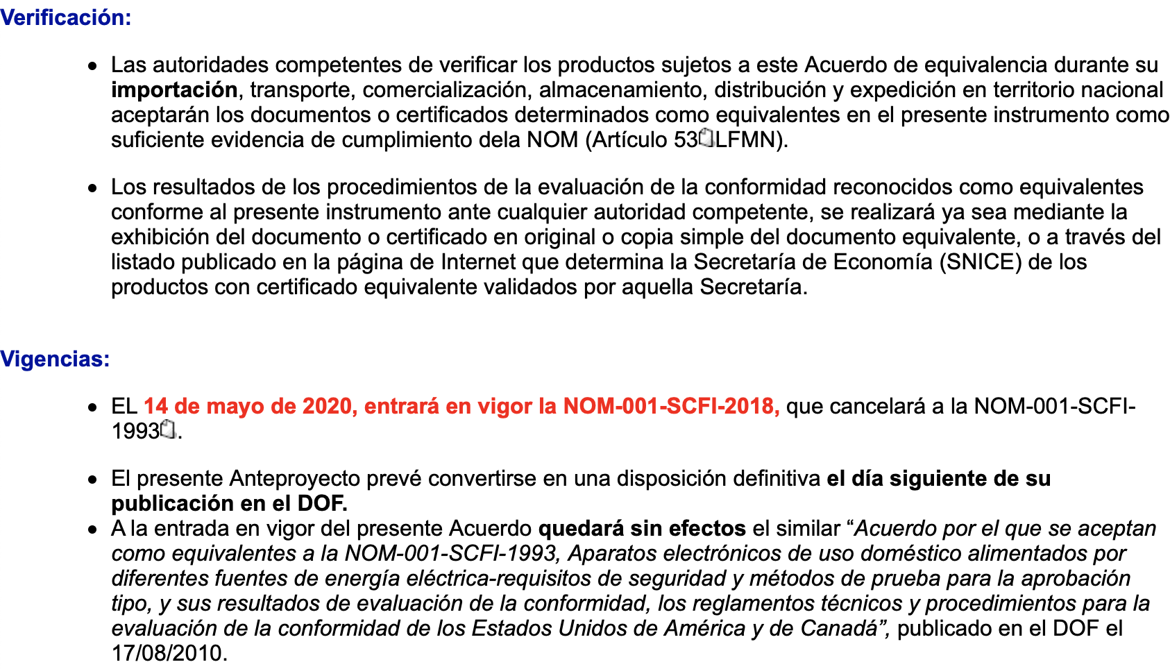 Anteproyecto Conamer Acuerdo Que Aceptan Como Equivalentes A La Nom