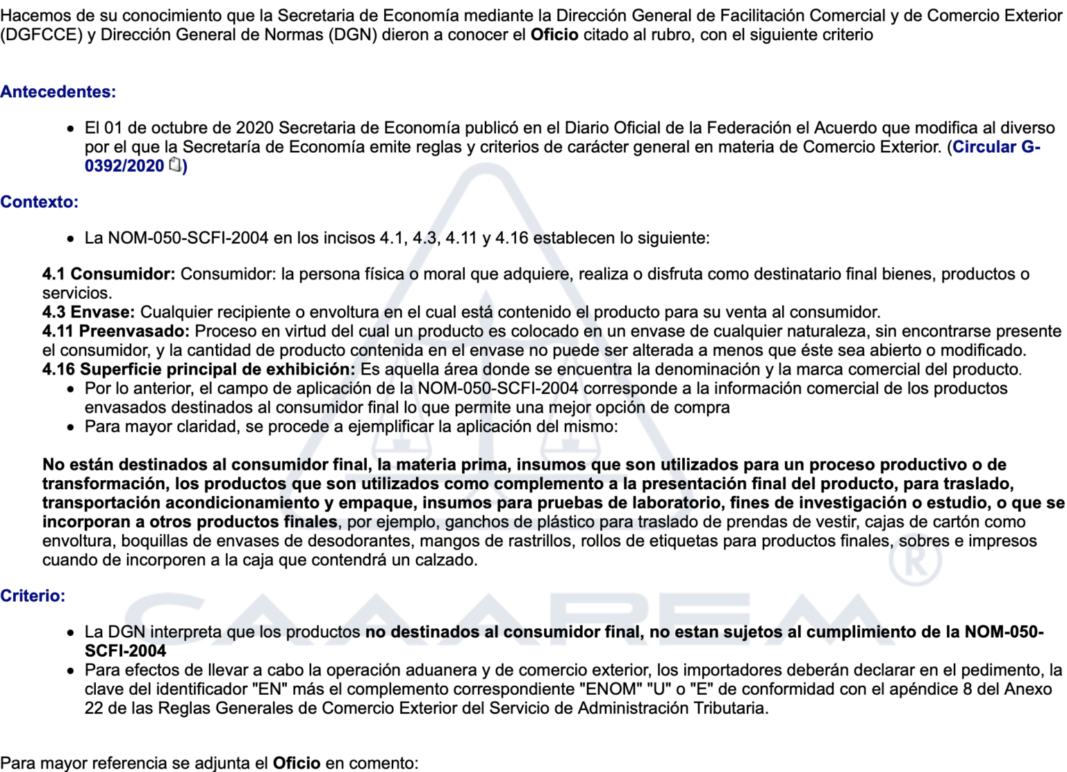 Consumidor Final - NOM-050-SCFI-2004, información Comercial-Etiquetado